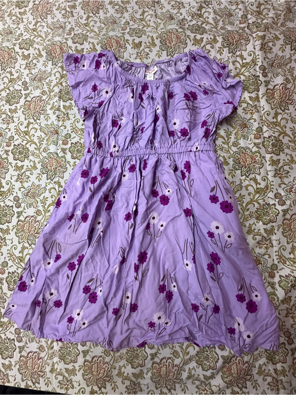 Cat & Jack Lavender Floral Elastic-Waist Dress